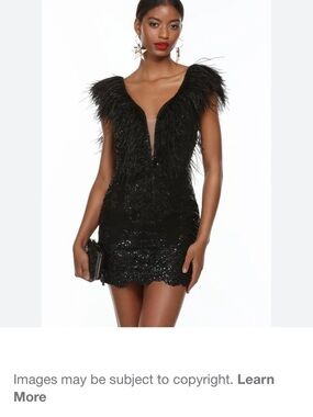 Alyce Paris Black Feather-Trim Sequin Mini